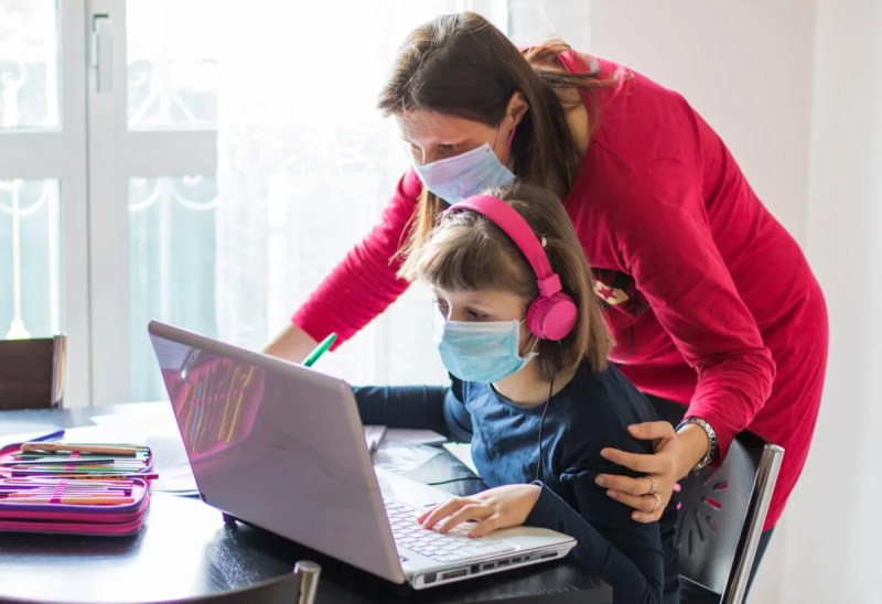 COVID-19 pandemic forces children and teachers online learning.