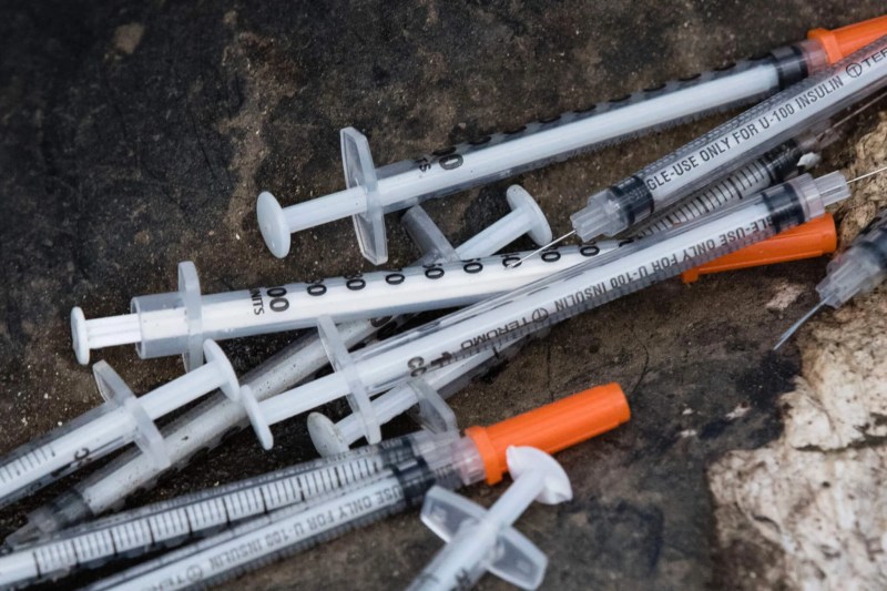 A pile of discarded syringes