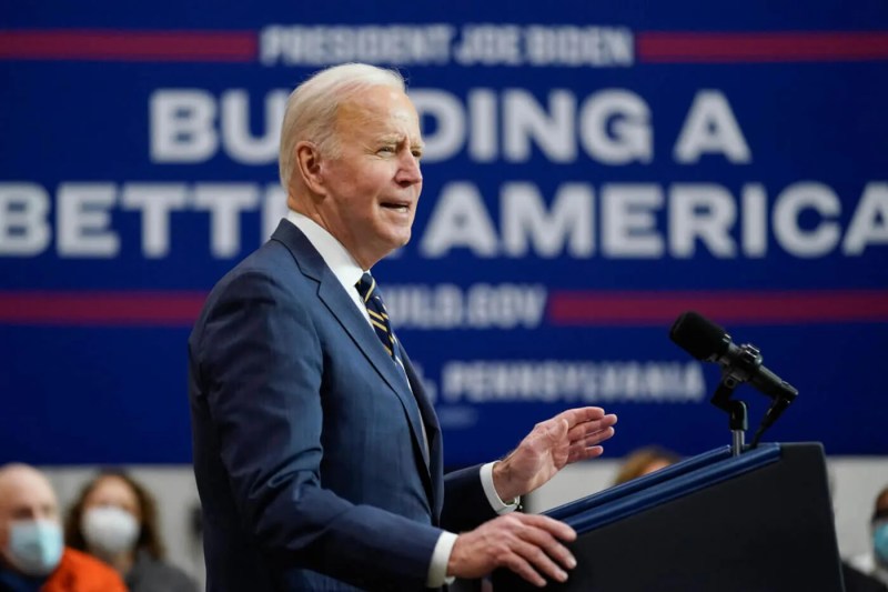 President Joe Biden speaks at Carnegie Mellon University at Mill 19 in Pittsburgh, Friday, Jan. 28, 2022. (AP Photo/Andrew Harnik)