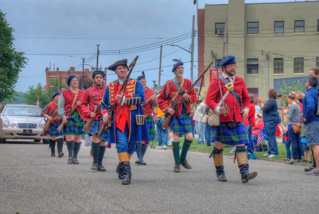 People marching in the Lawrenceville Memorial Day Parade 
