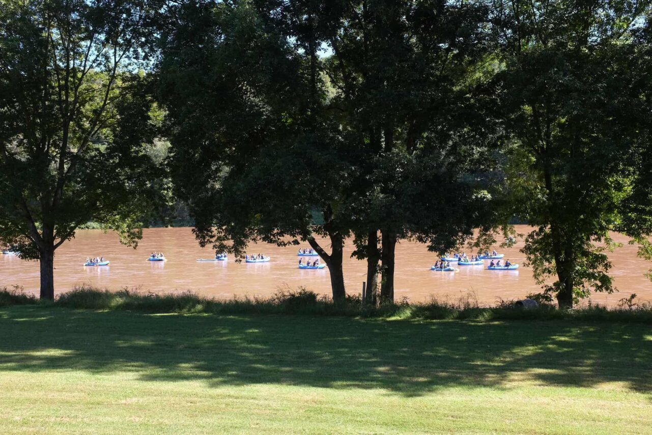 folks floating along the upper delaware river 